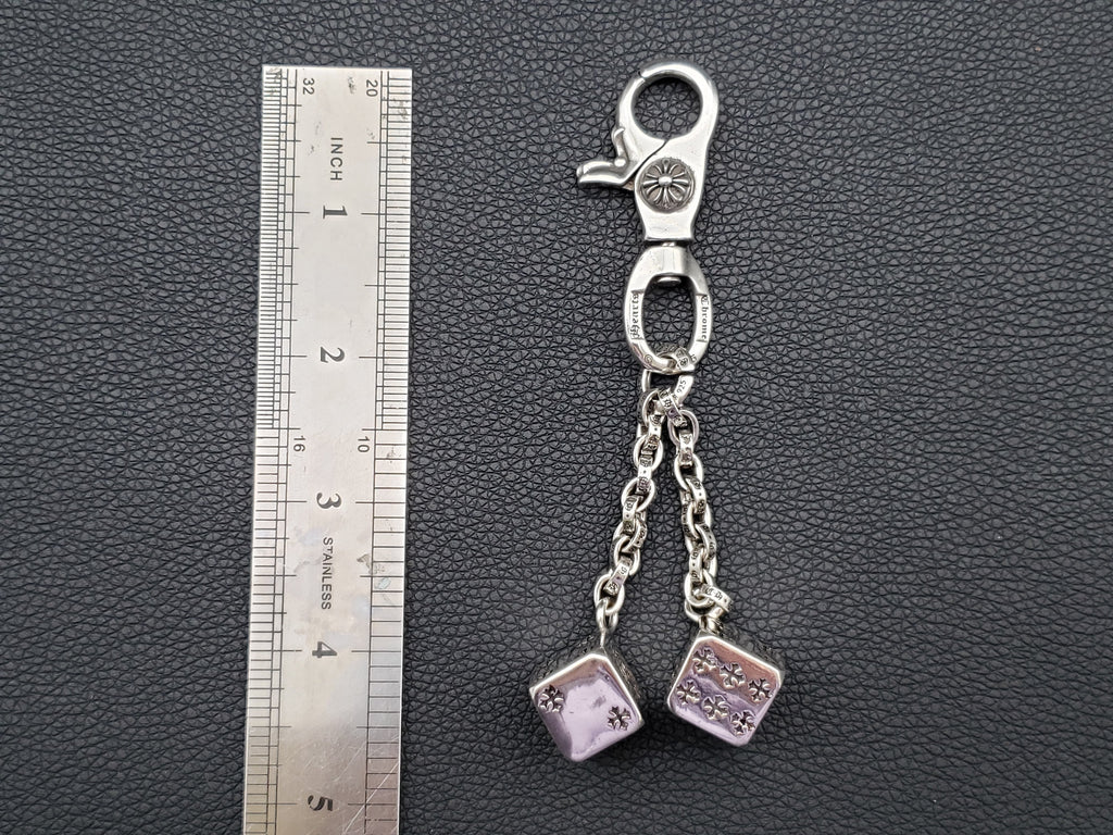 Chrome Jewelry Retro Dice Keychain