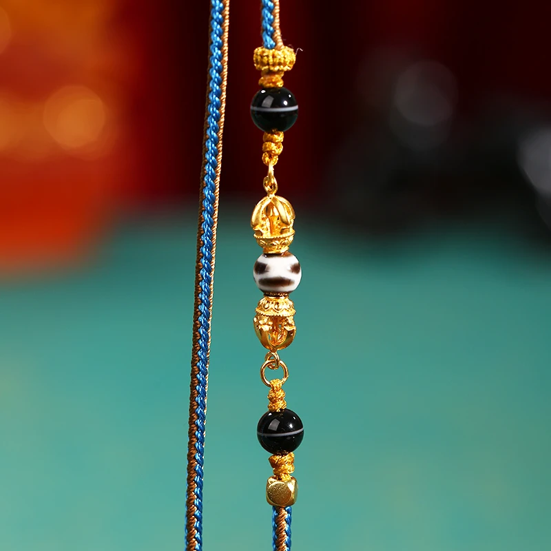 PurePeak South Red Agate Om Mani Padme Hum Pendant with Honey Amber