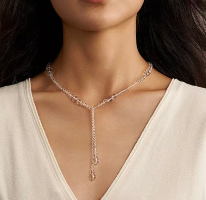 PurePeak “Himalayan Crystal Series” White Crystal Double Pendant Necklace