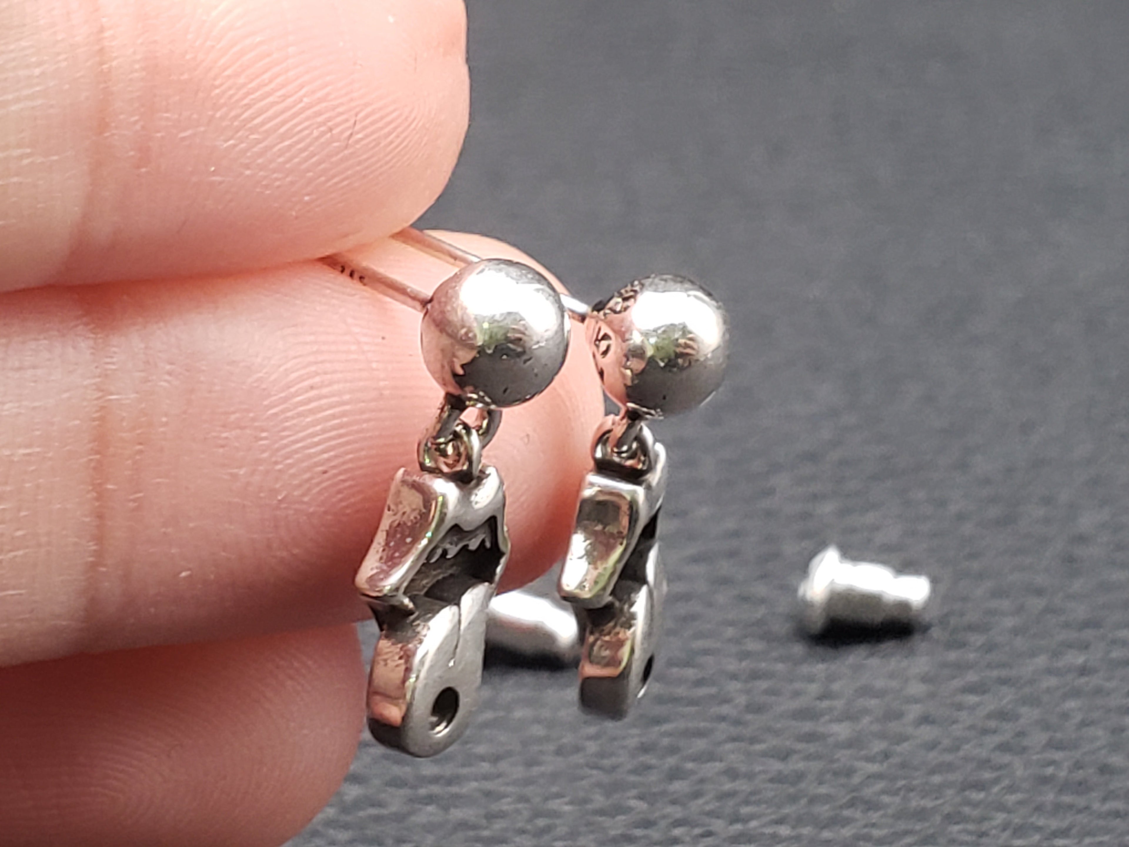 Chrome Design Hip Hop Tongue Earrings