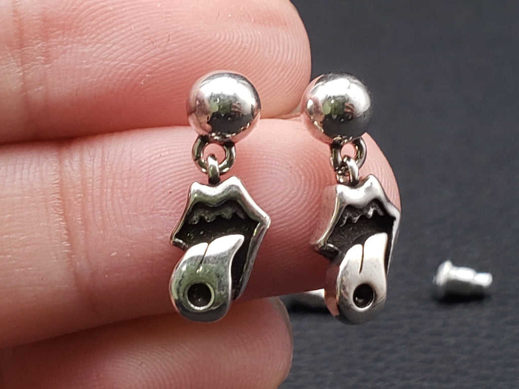 Chrome Design Hip Hop Tongue Earrings