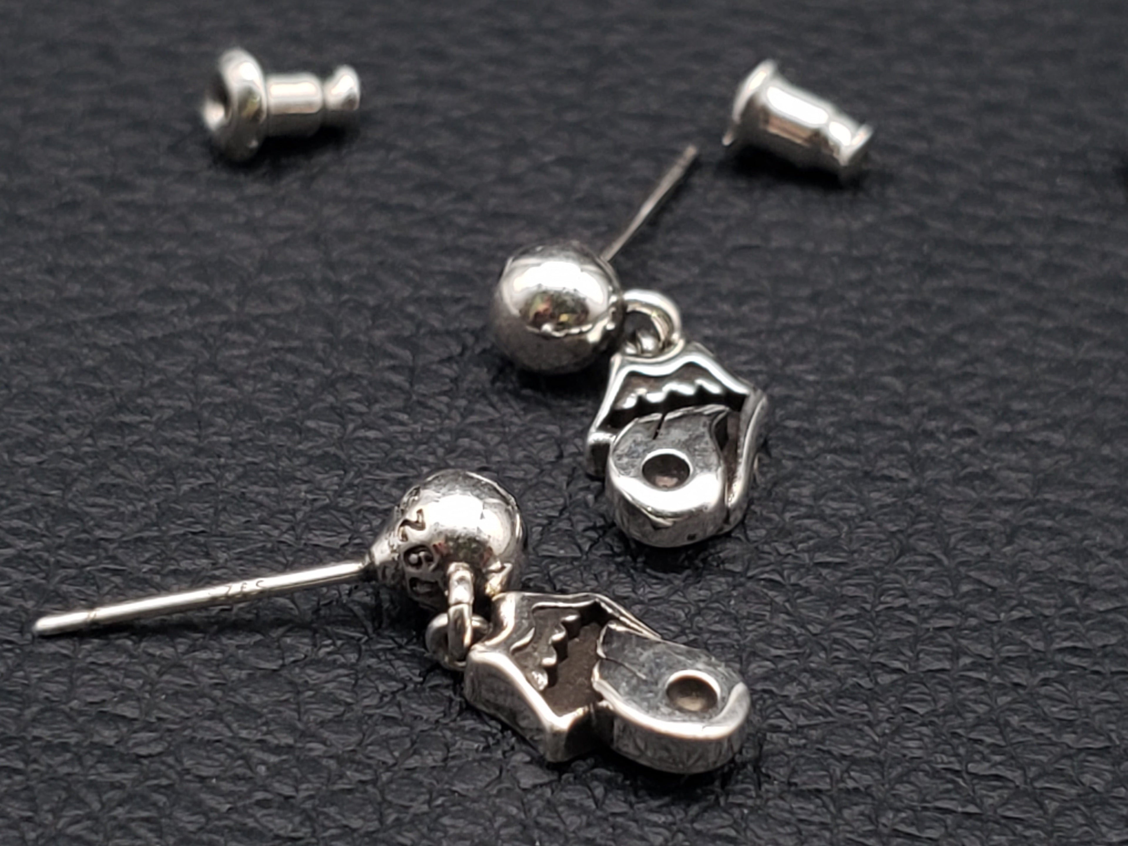 Chrome Design Hip Hop Tongue Earrings