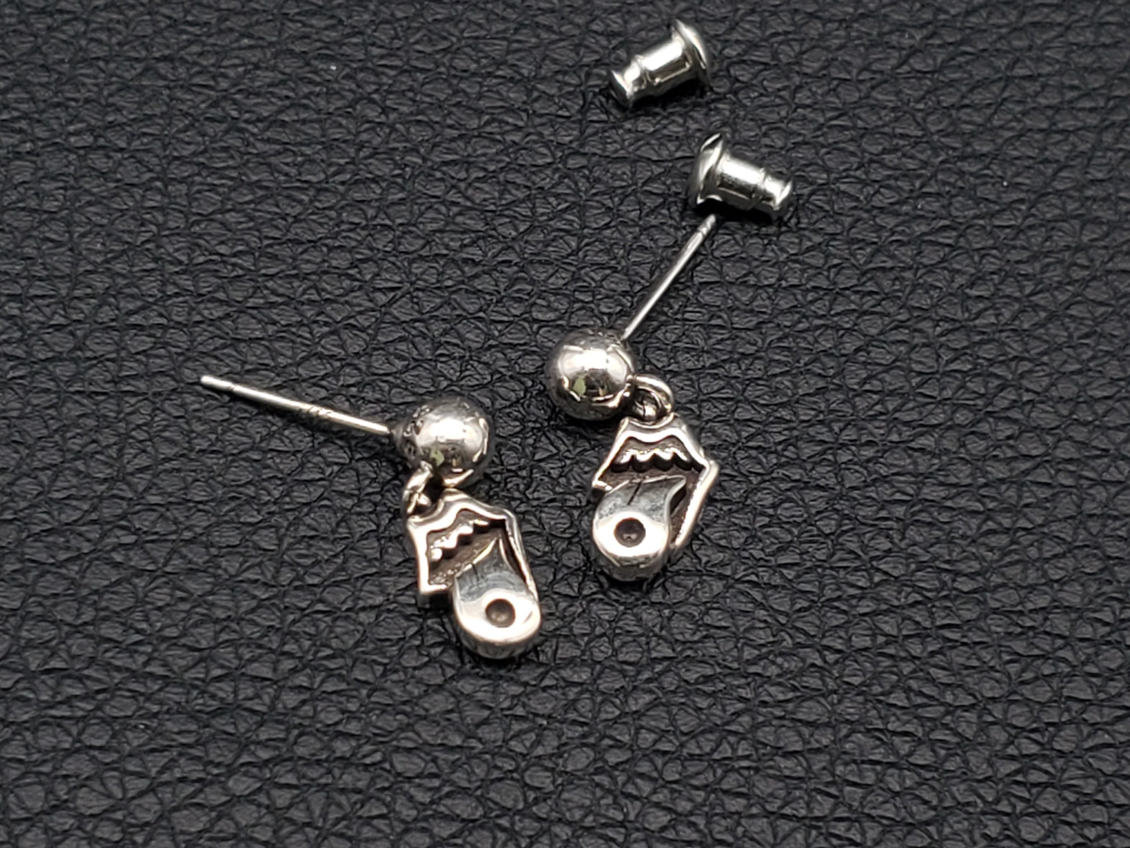 Chrome Design Hip Hop Tongue Earrings