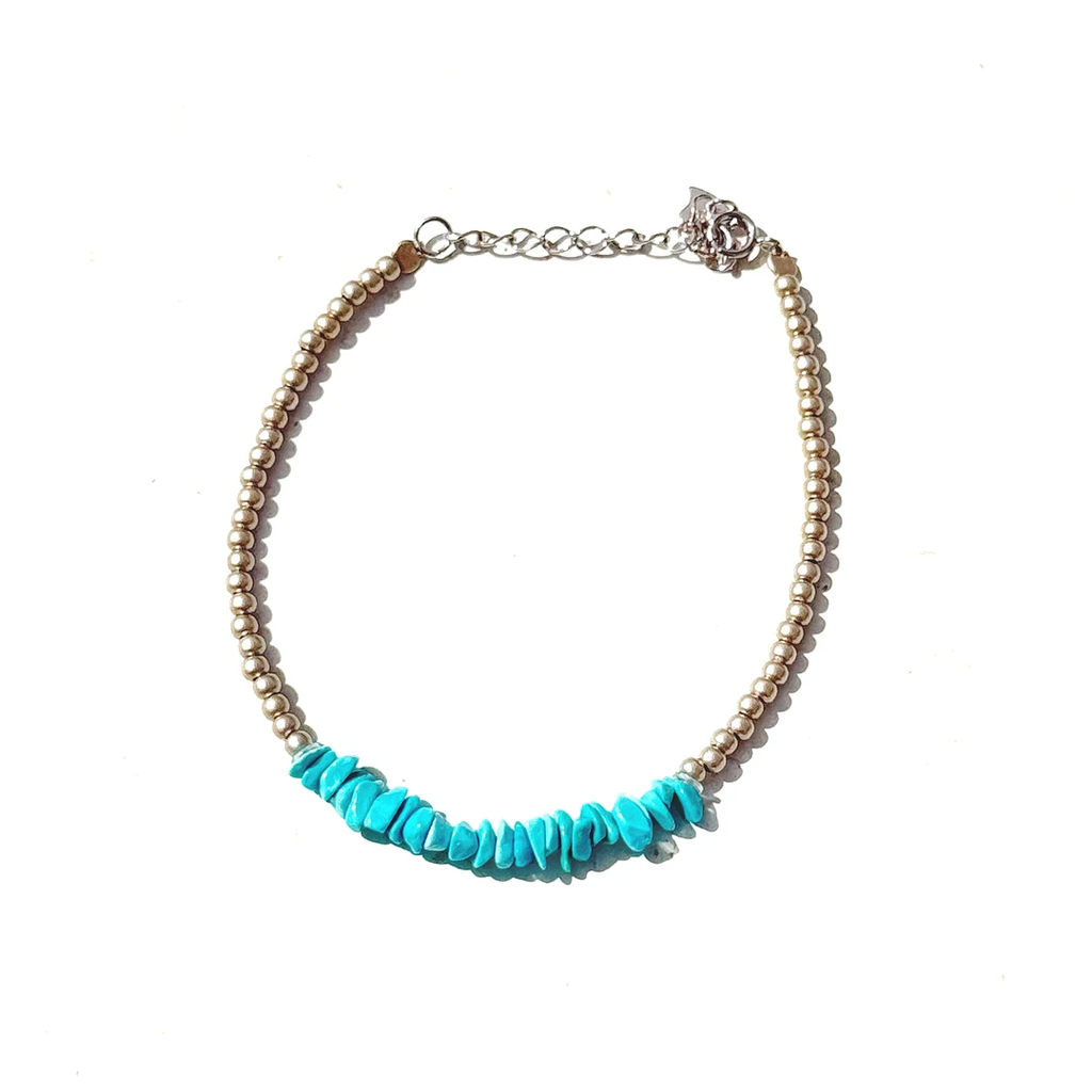 PurePeak Natural Turquoise Silver Tibetan Bracelet