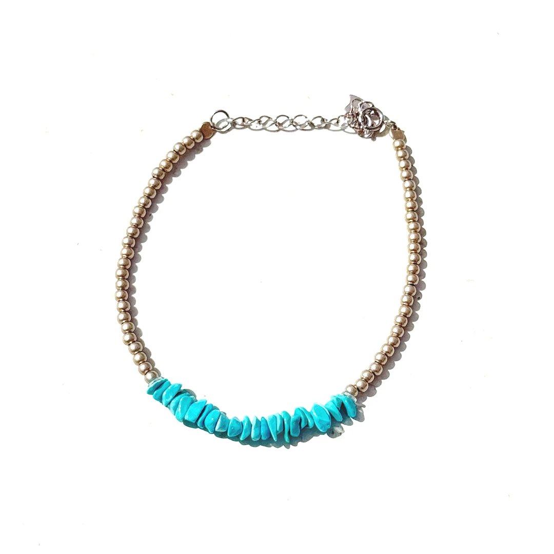 PurePeak Natural Turquoise Silver Tibetan Bracelet