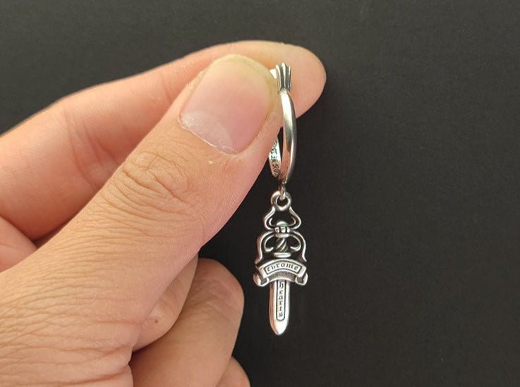 Chrome Design Sword Earring