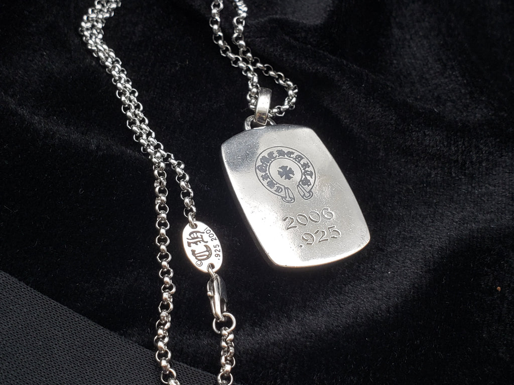 Chrome Jewels Vine Cross Flower Tag Necklace Sterling Silver