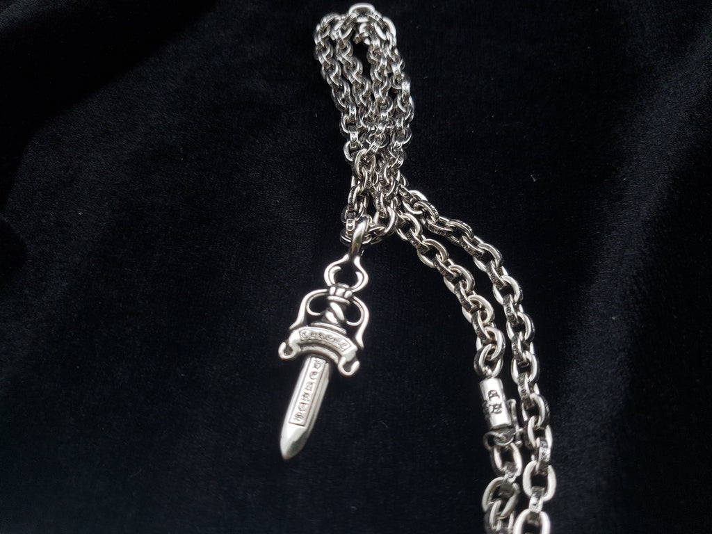 Chrome Medium Double-Sided Sword Necklace