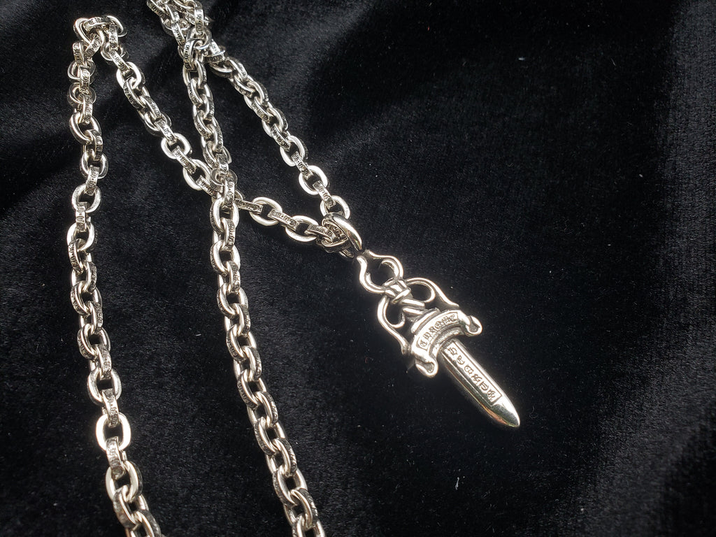 Chrome Medium Double-Sided Sword Necklace
