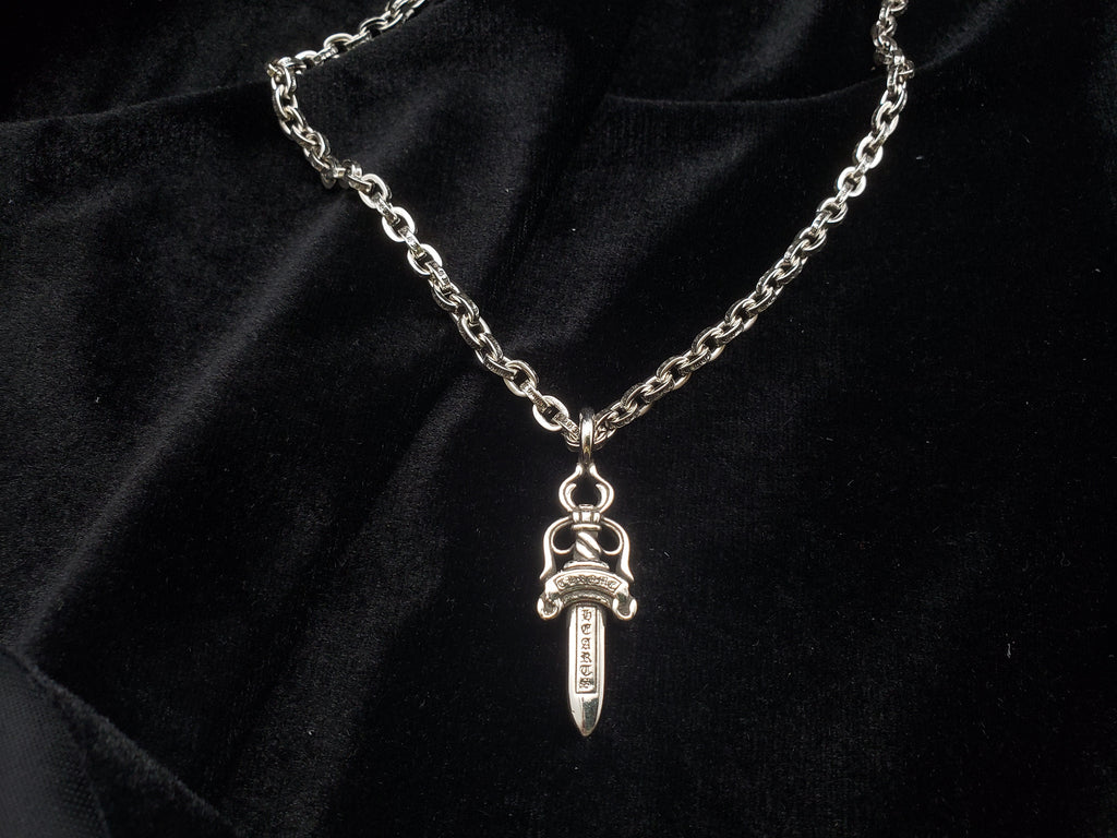 Chrome Medium Double-Sided Sword Necklace