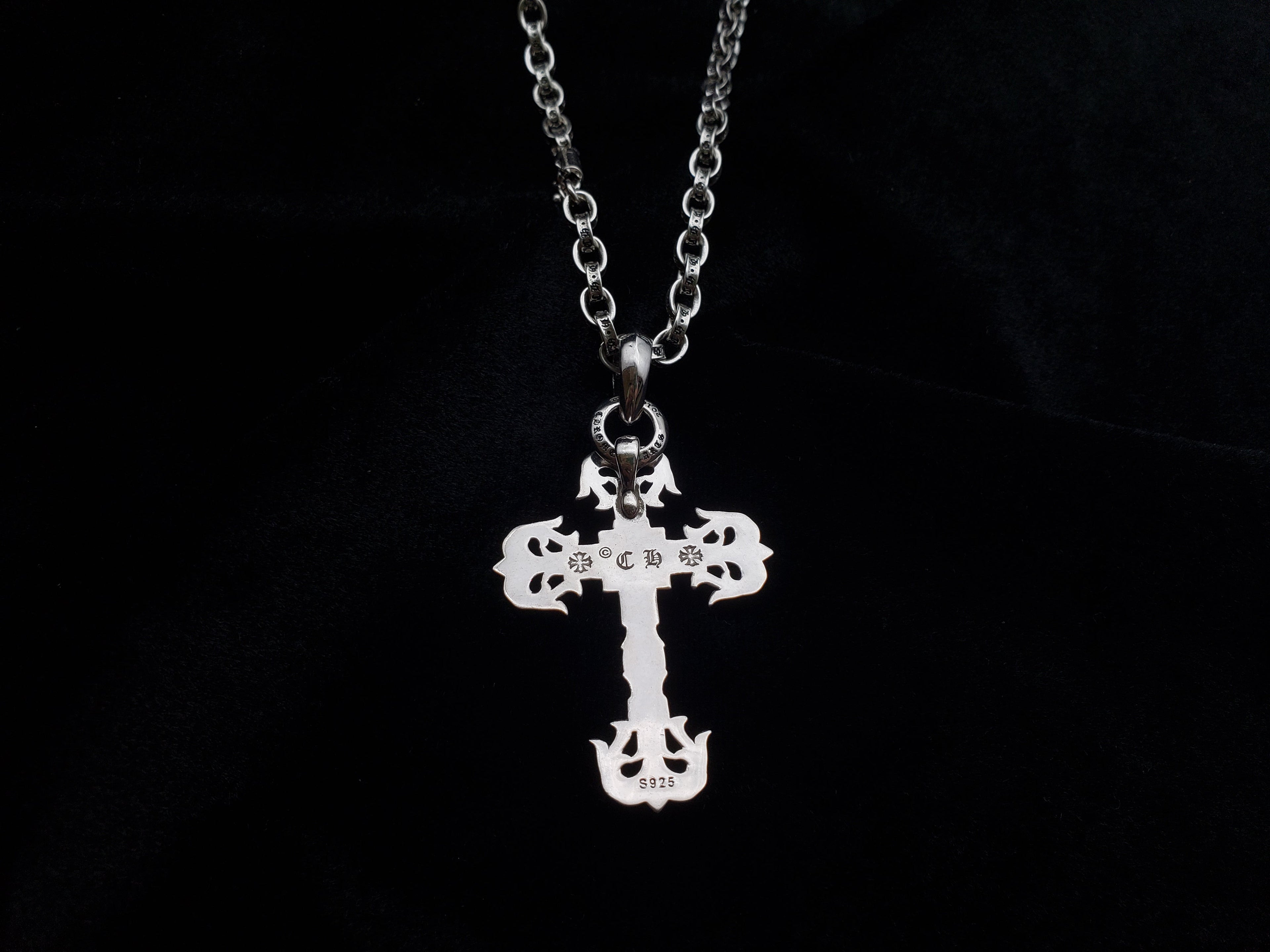 Chrome Design Big Flame Cross Necklace