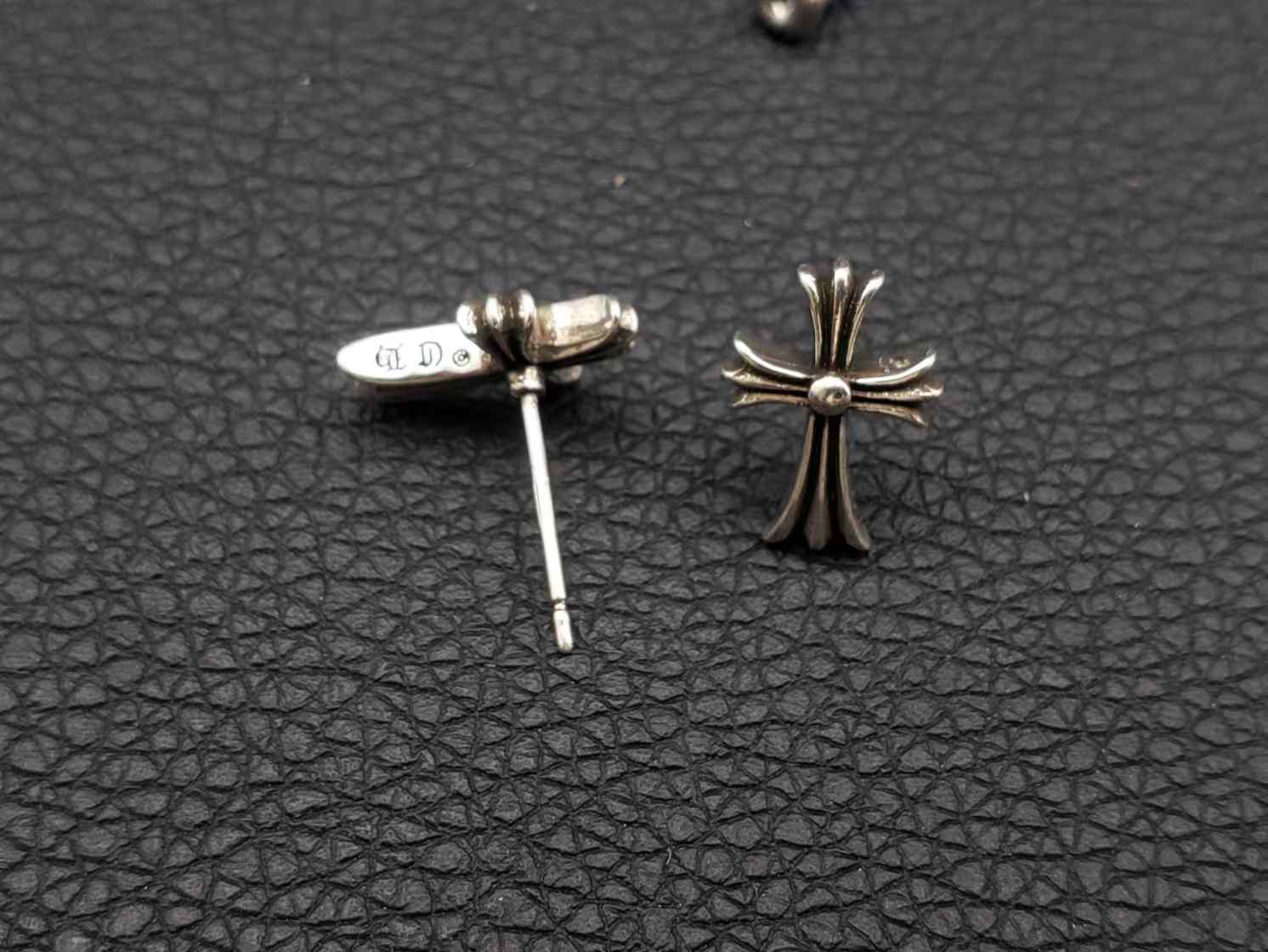 Chrome Inspired Round Cross Long Stud Earrings