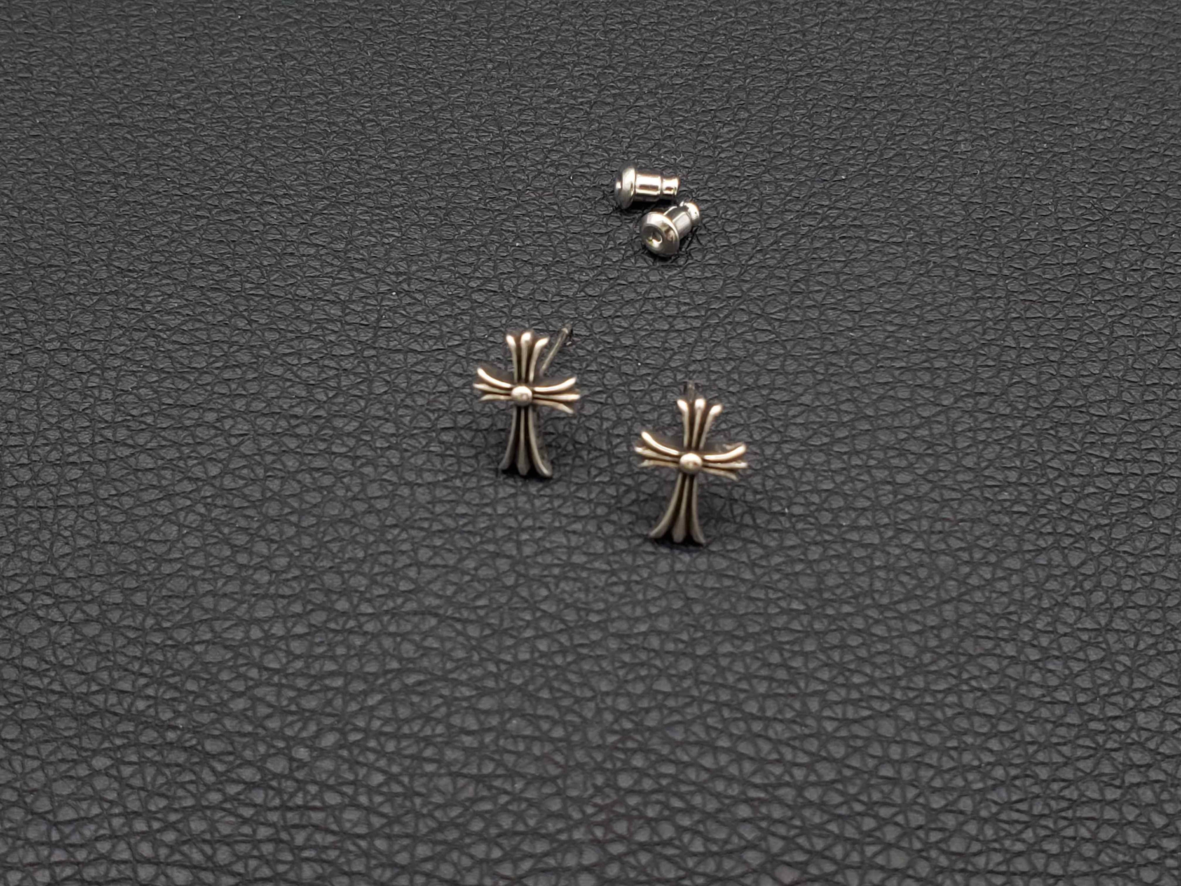 Chrome Inspired Round Cross Long Stud Earrings