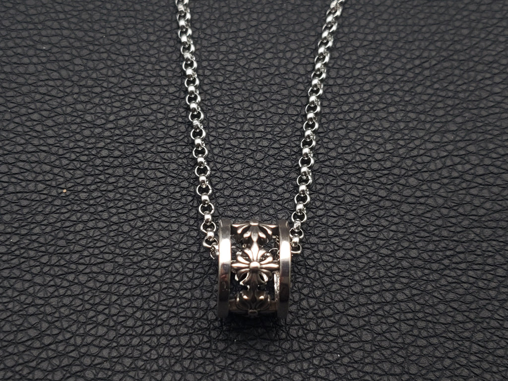 Chrome Vintage Ring Pendant Necklace Collecion
