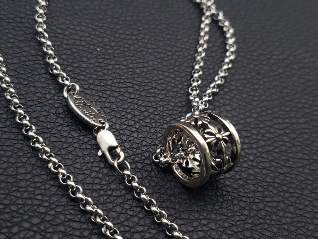 Chrome Vintage Ring Pendant Necklace Collecion