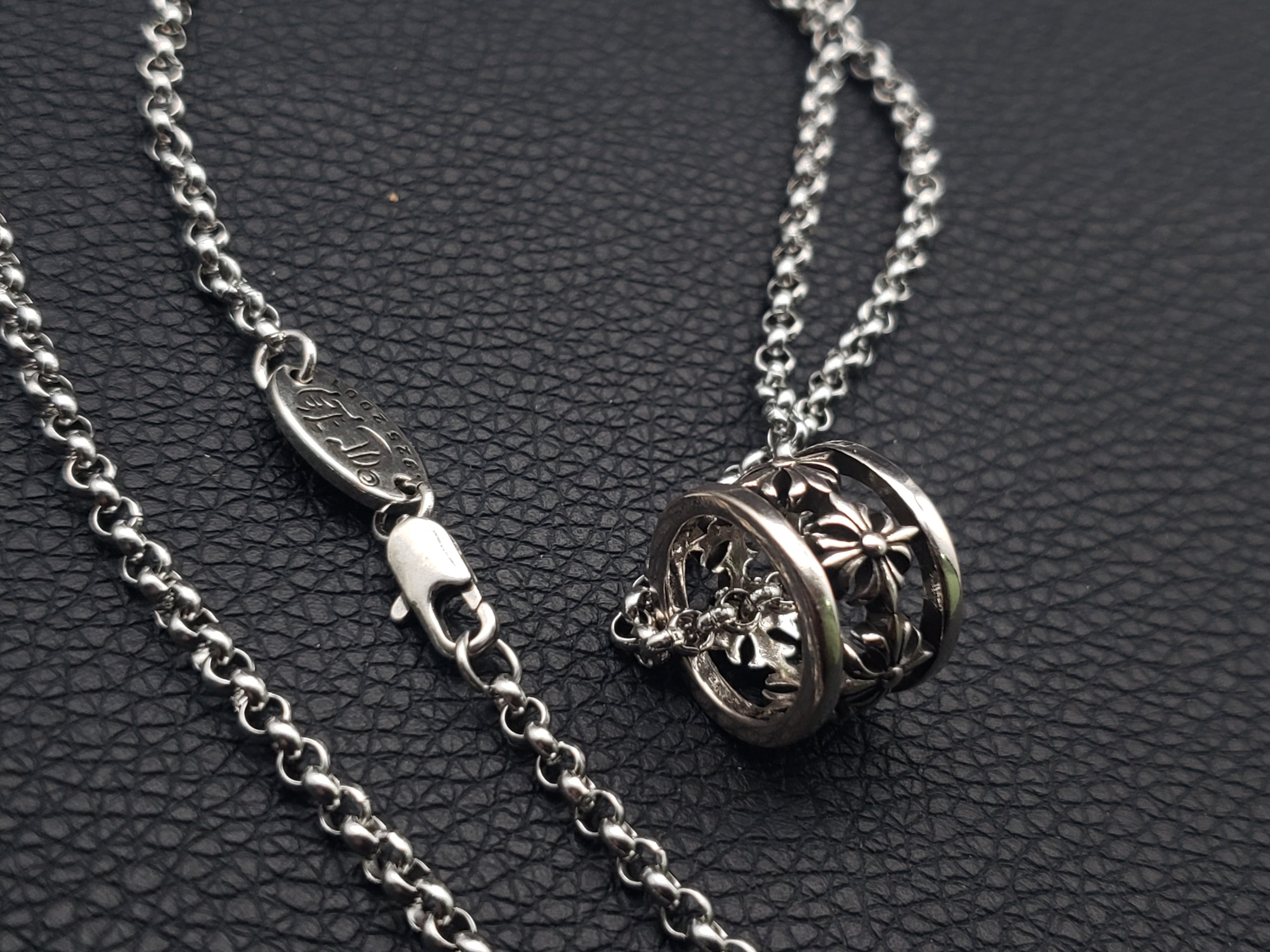 Chrome Vintage Ring Pendant Necklace Collecion
