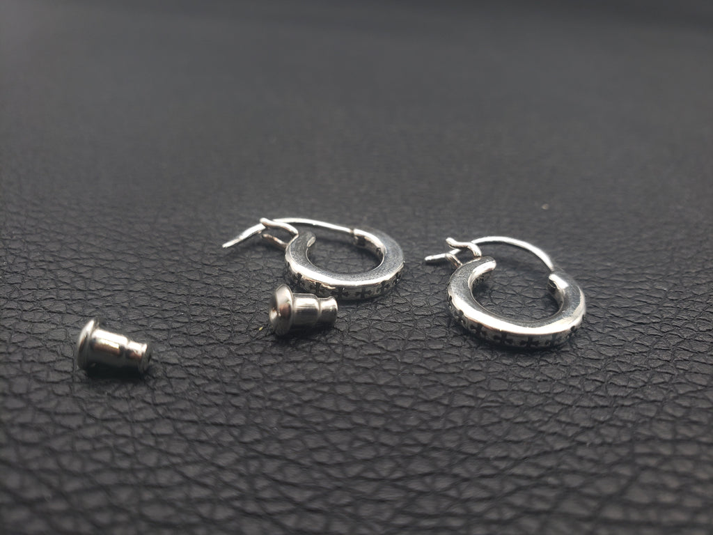 Chrome Design Hip Hop Gear Earrings