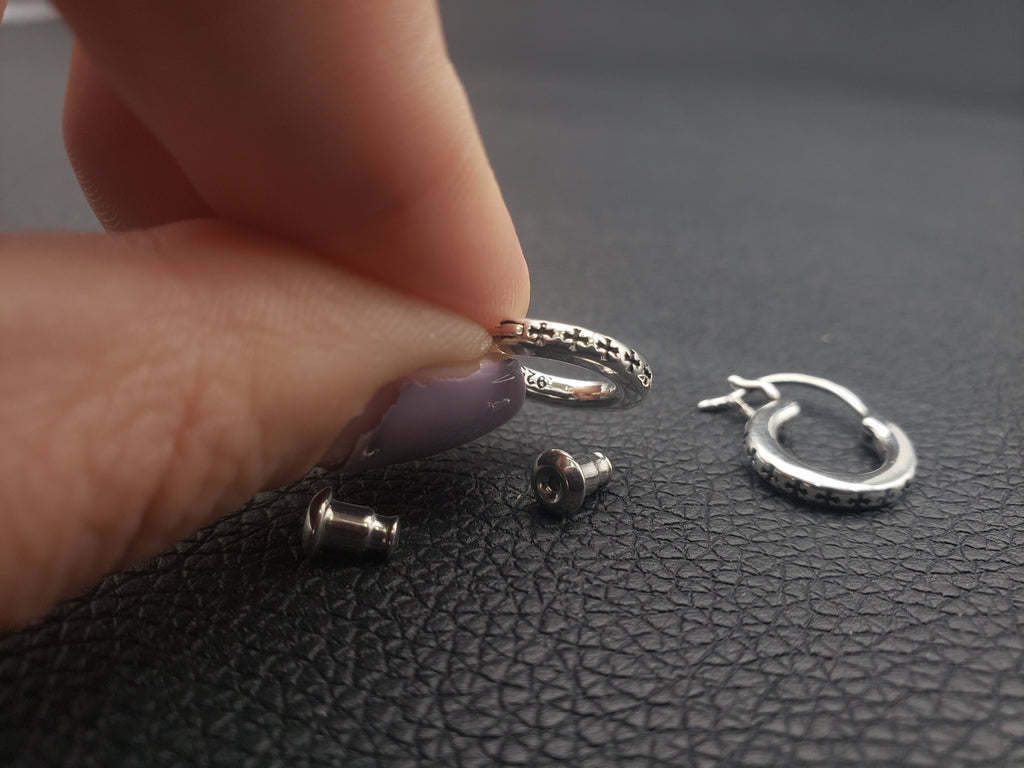 Chrome Design Hip Hop Gear Earrings