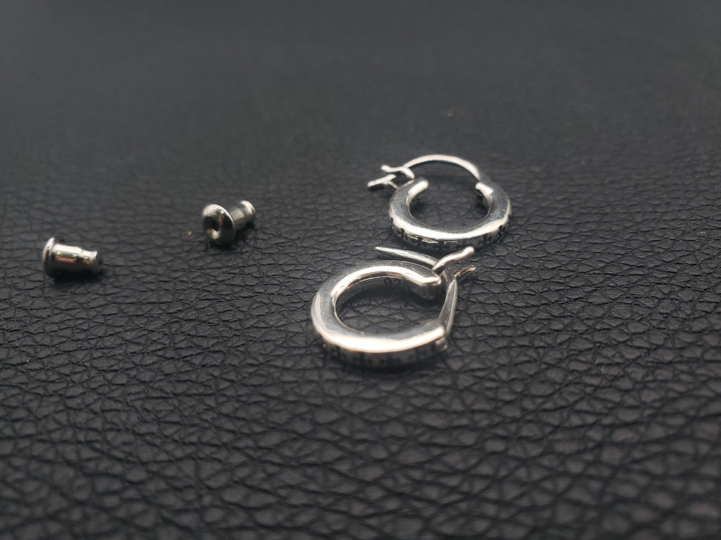 Chrome Design Hip Hop Gear Earrings