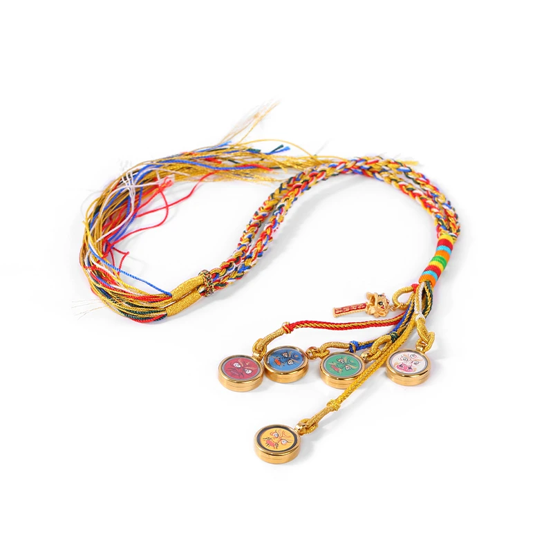 PurePeak Five Directions God of Wealth Thangka Pendant (19mm)