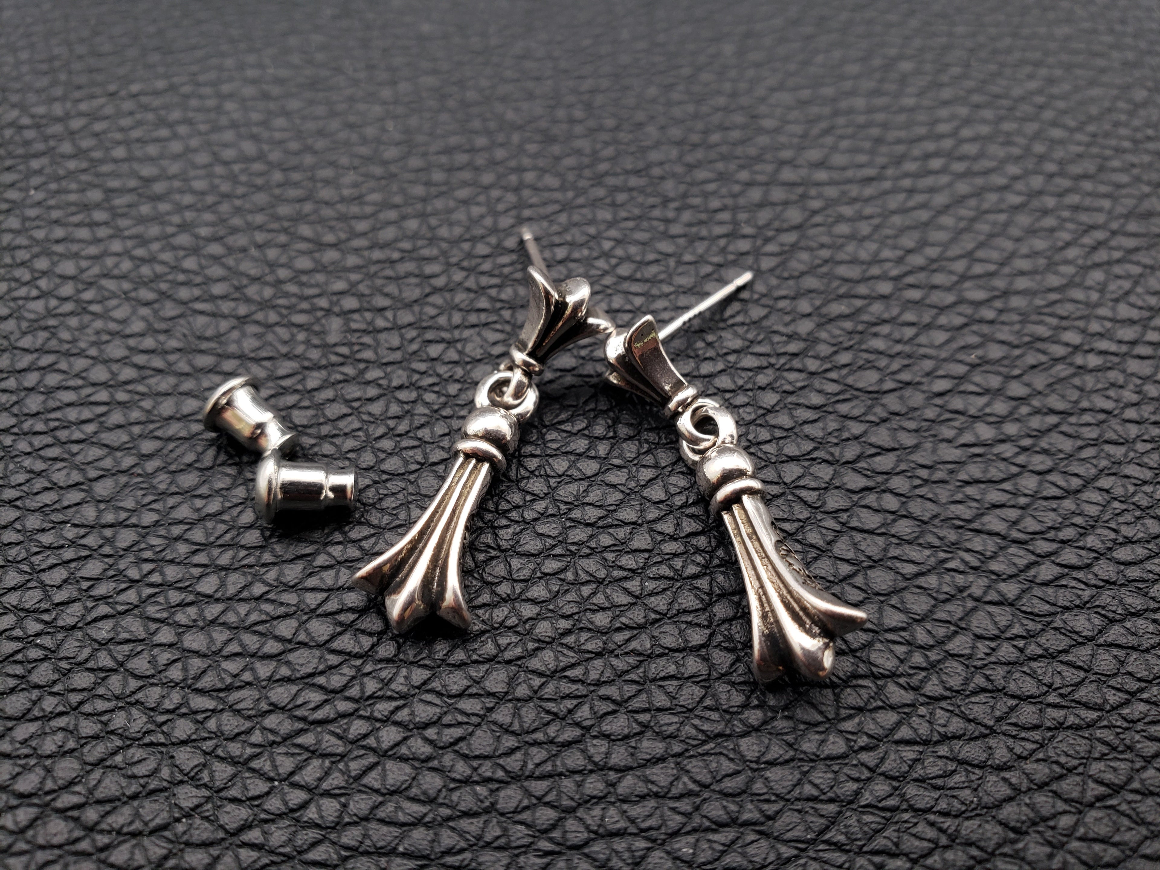 Chrome Design Cross Meteor Pendant Earrings