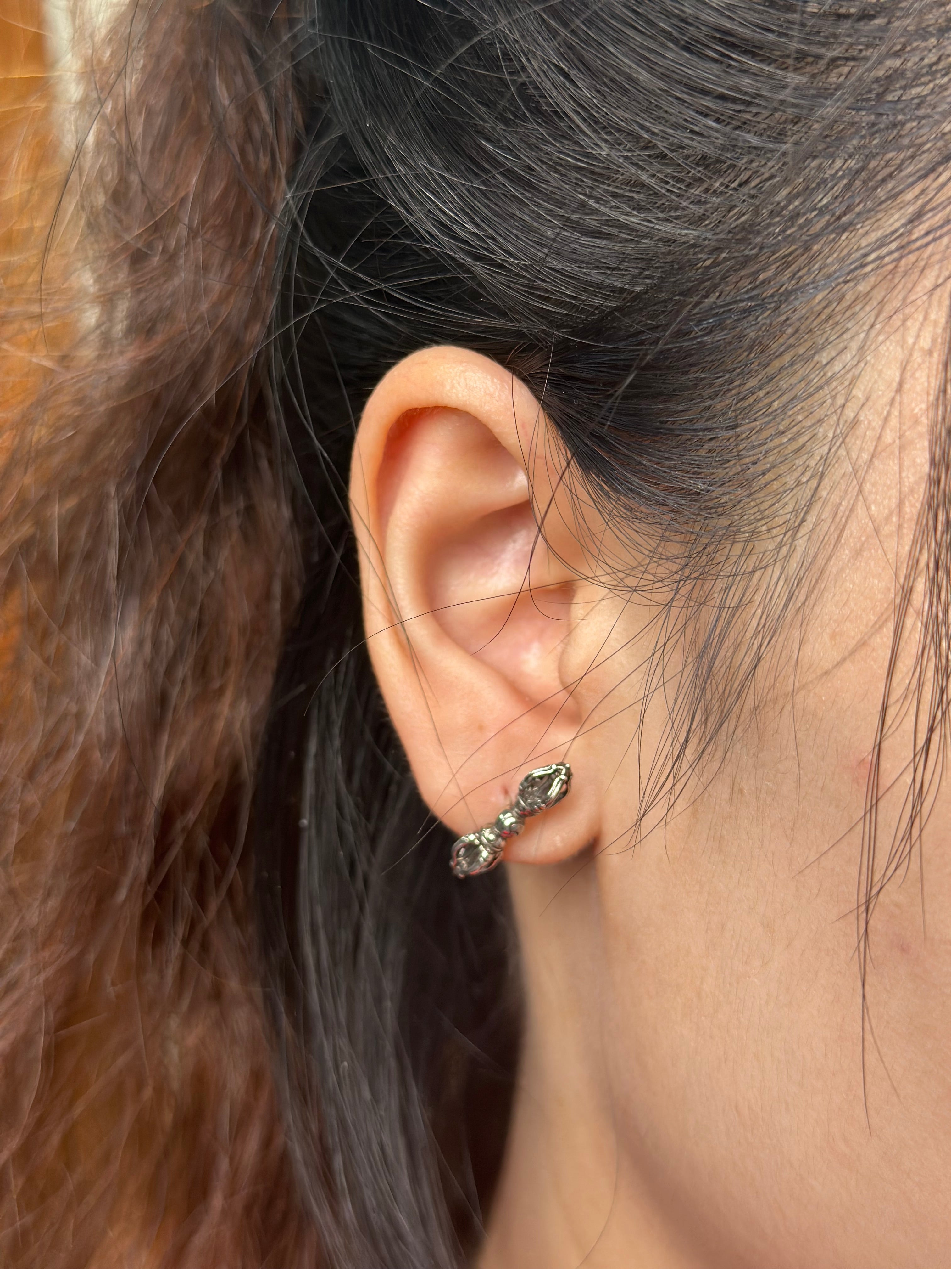 PurePeak Vajra Silver Tibetan Stud Earrings