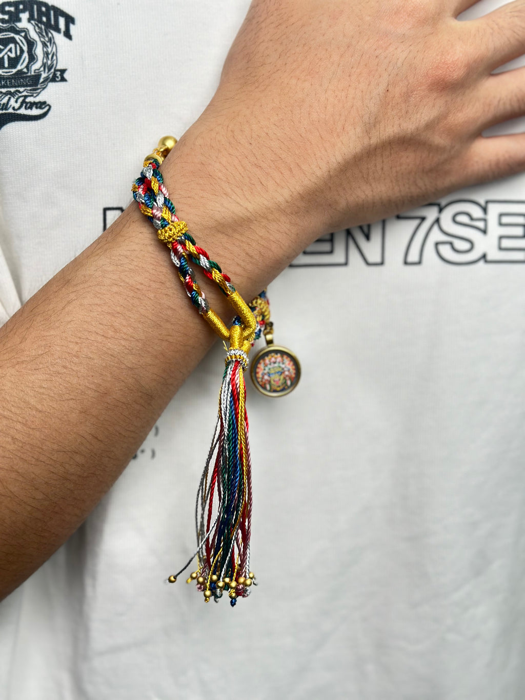 PurePeak Zhaxi Lhamu Hand-Painted Thangka Copper Gold Bracelet