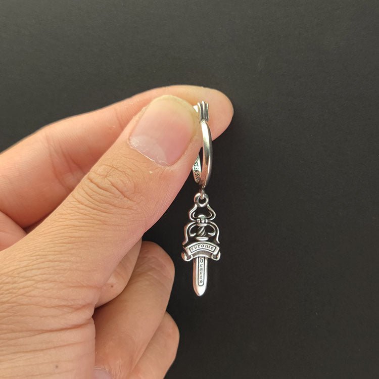 Chrome Design Sword Earring