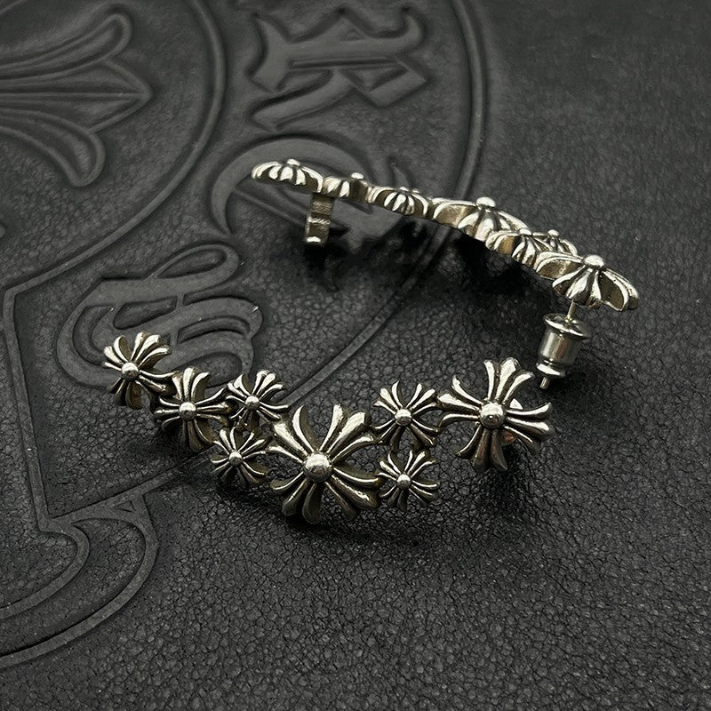 Chrome Design Retro Cross Flower Earrings