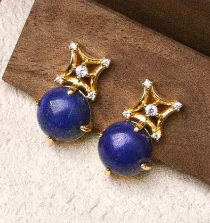 PurePeak “Mandala Series” Oval Lapis Stud Earrings