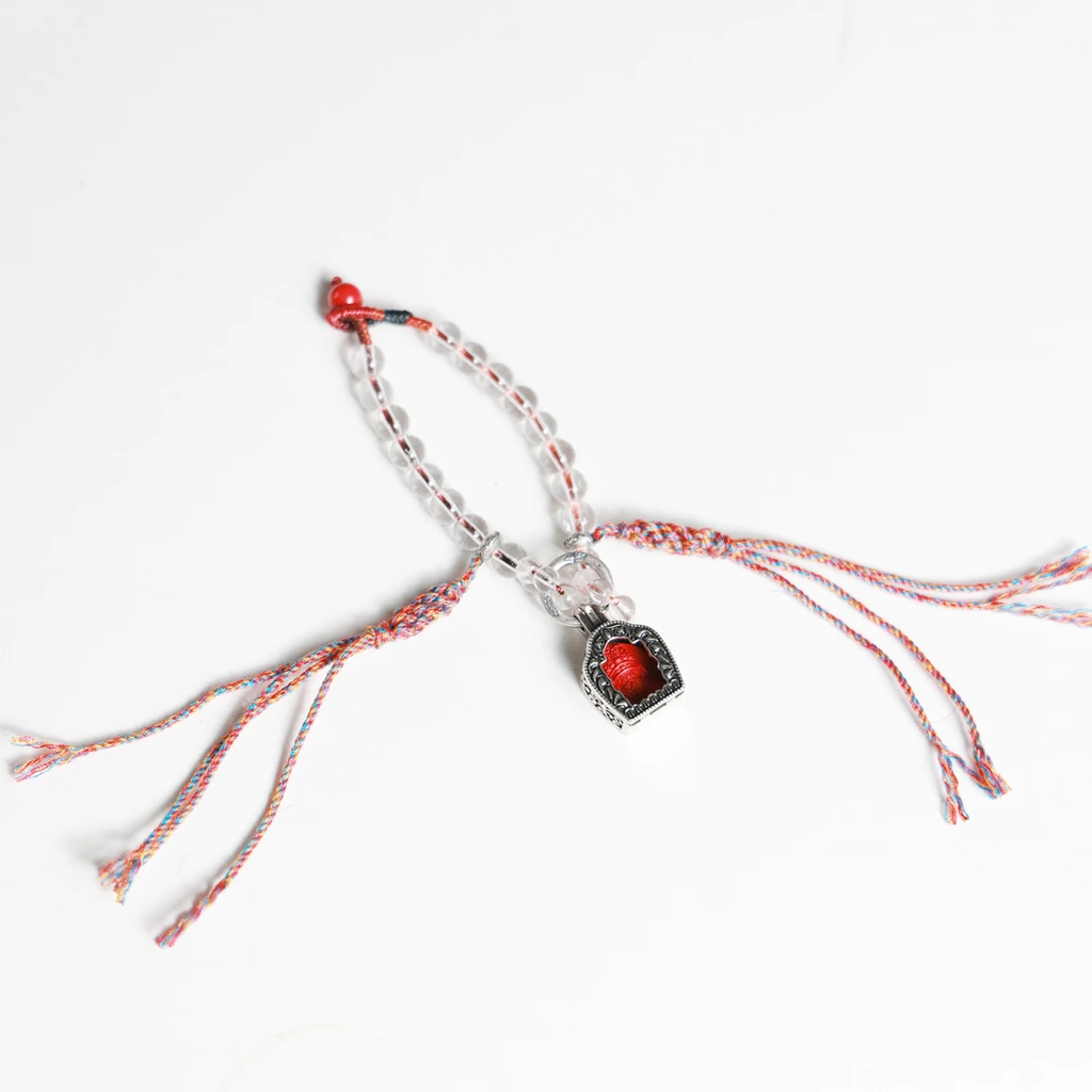 PurePeak Zhaxi Lhamu Cinnabar White Crystal Copper Bracelet