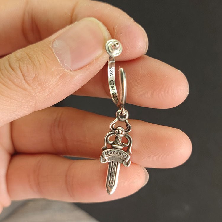 Chrome Design Sword Earring