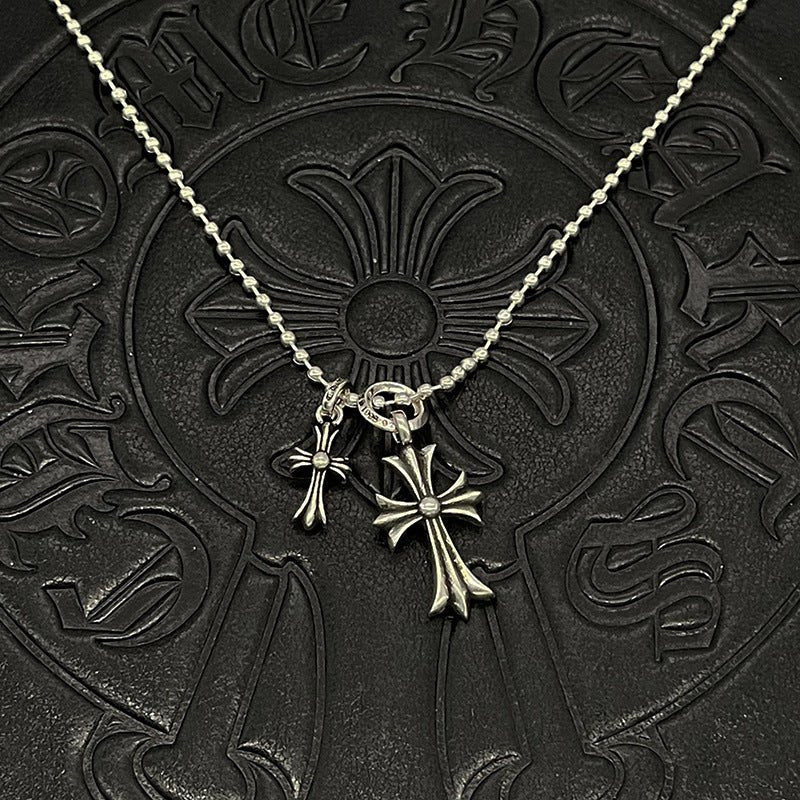 Chrome Jewels Double Cross Necklace