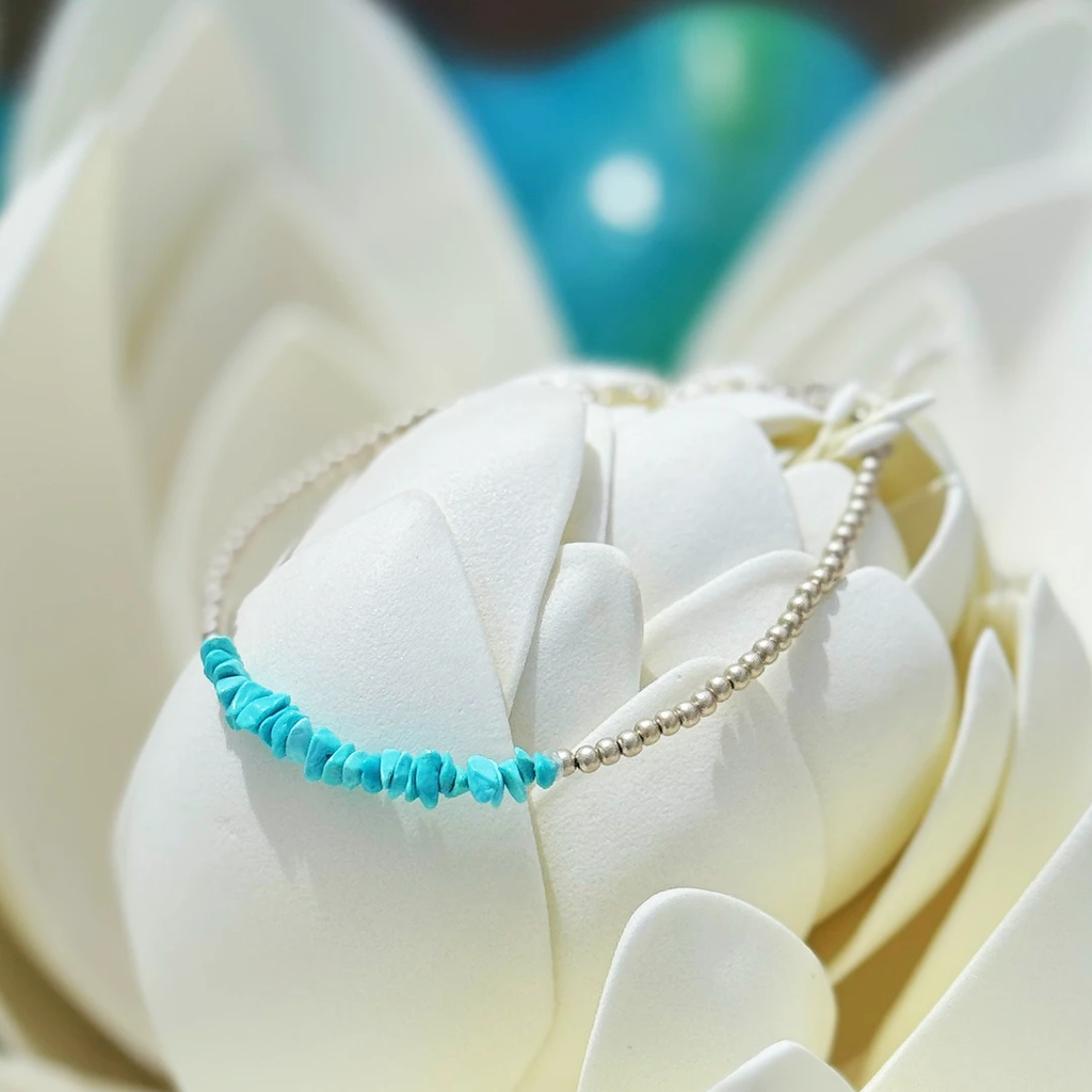 PurePeak Natural Turquoise Silver Tibetan Bracelet