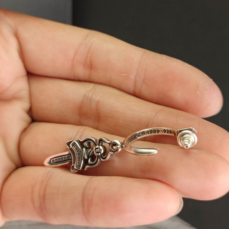 Chrome Design Sword Earring