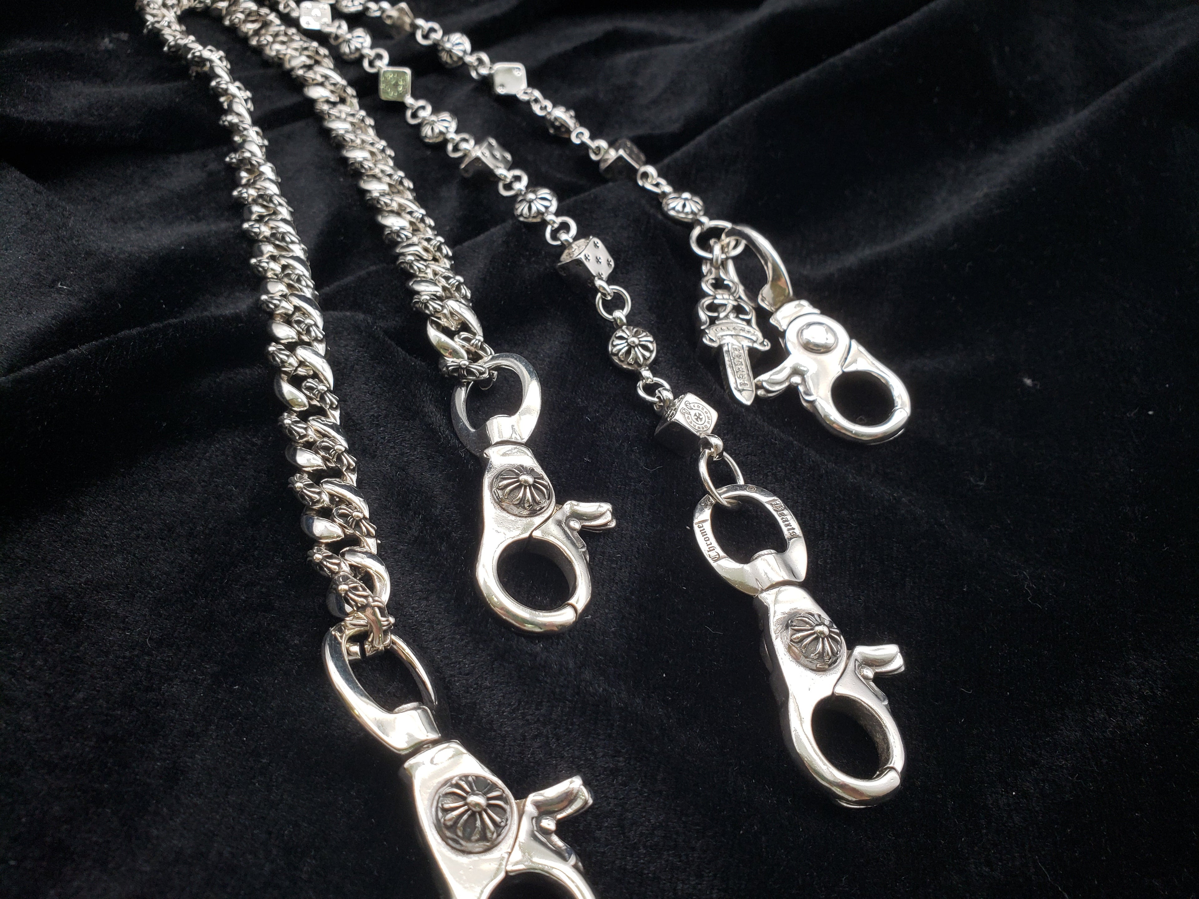 Chrome Design Pants Chain, Jeans Accessory, Bead/Dagger Style