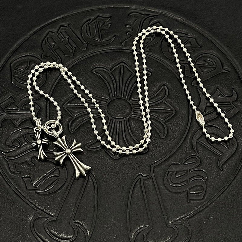 Chrome Jewels Double Cross Necklace
