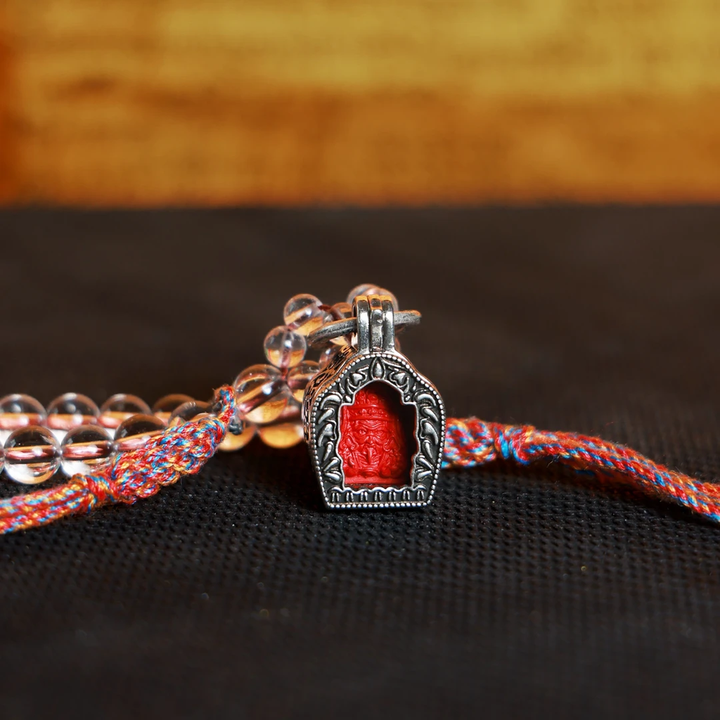 PurePeak Zhaxi Lhamu Cinnabar White Crystal Copper Bracelet