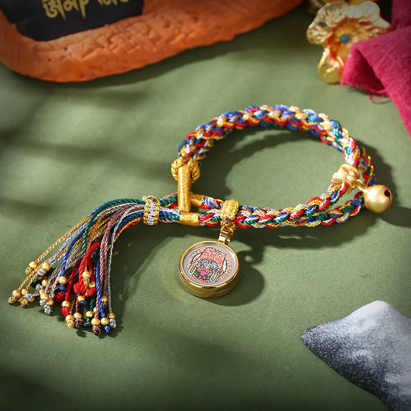 PurePeak Zhaxi Lhamu Hand-Painted Thangka Copper Gold Bracelet