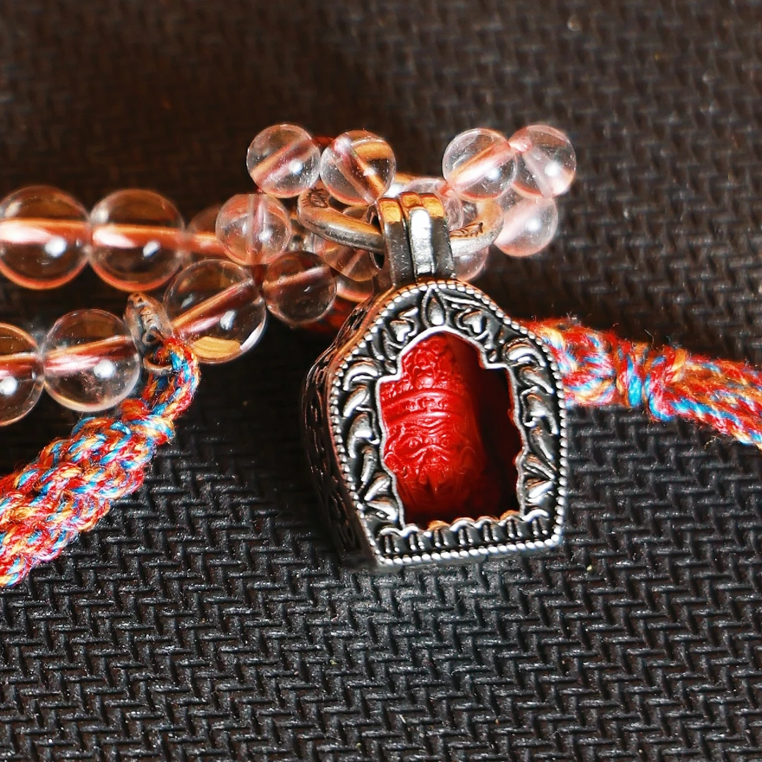 PurePeak Zhaxi Lhamu Cinnabar White Crystal Copper Bracelet