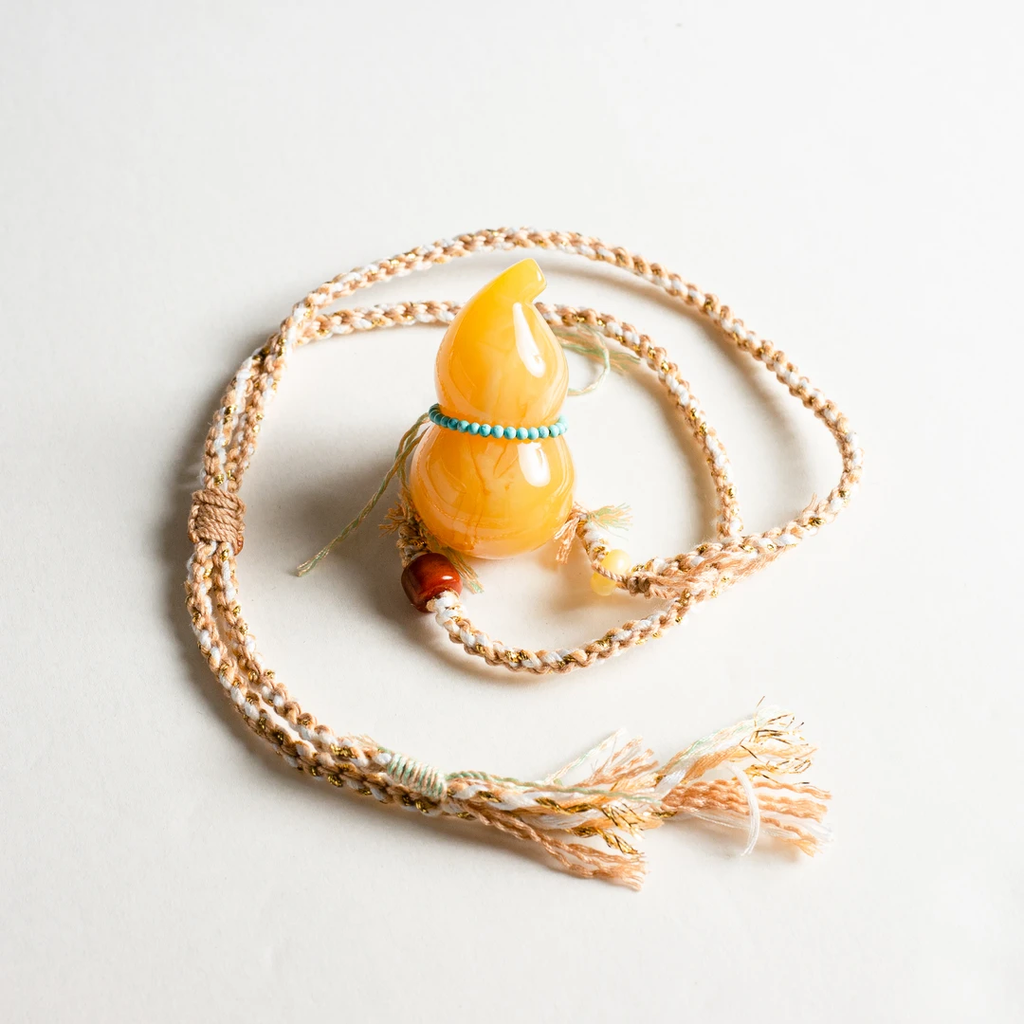 PurePeak Honey Amber Gourd Necklace with Turquoise