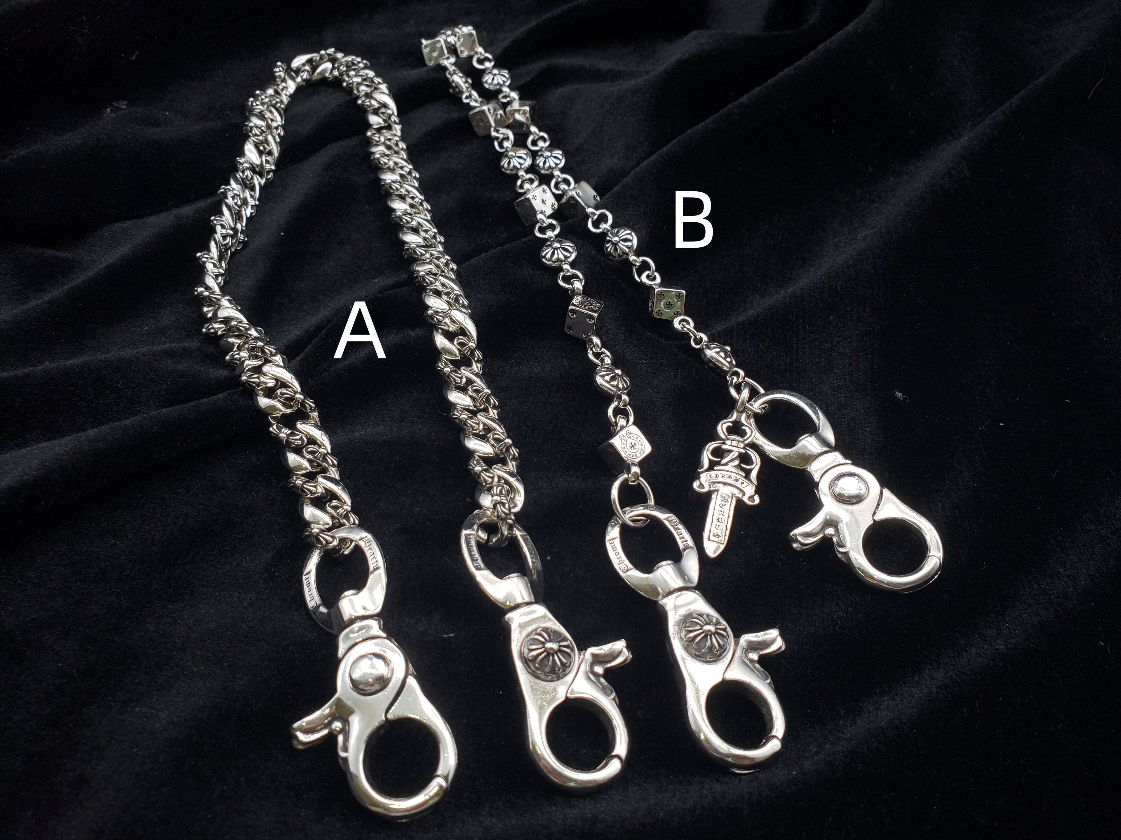 Chrome Design Pants Chain, Jeans Accessory, Bead/Dagger Style