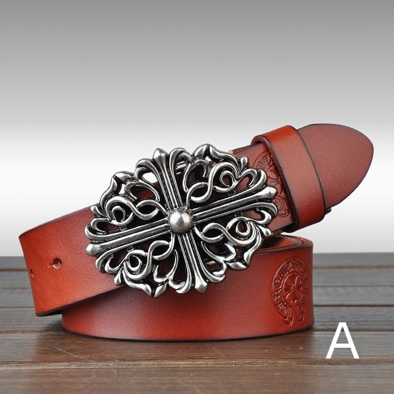 Chrome Jewels Style Cowhide Leather Belt