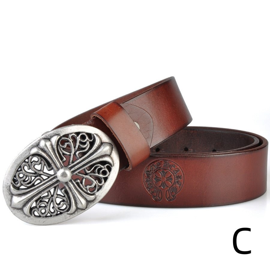 Chrome Jewels Style Cowhide Leather Belt