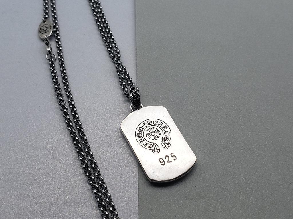 Chrome Flame Black Pendant Necklace