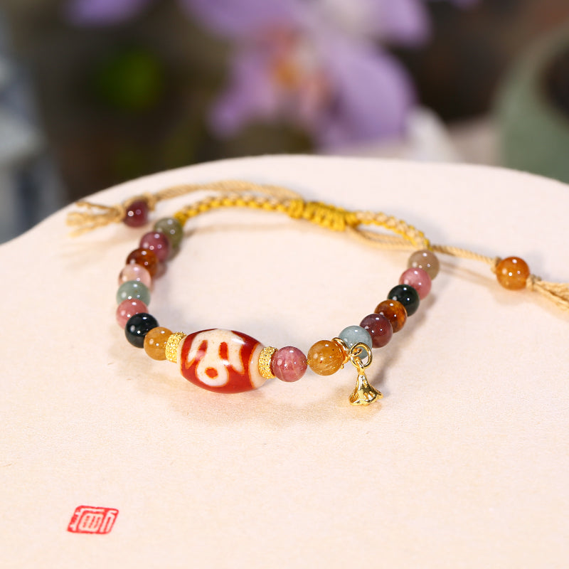 PuerPeak Tourmaline & Dzi Beaded Guardian Bracelet