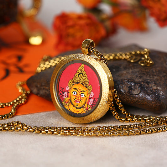 PuerPeak Yellow Jambhala Thangka Wealth Pendant