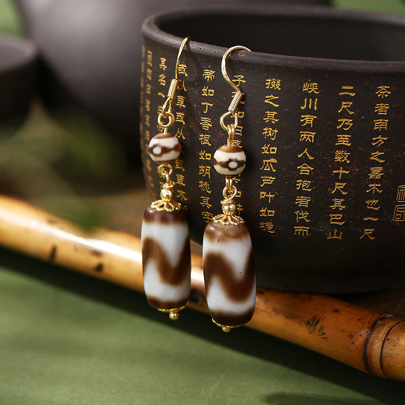 PurePeak Tiger Tooth Dzi Snowland Aura Ear Hooks