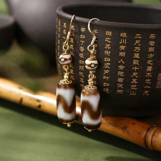 PurePeak Tiger Tooth Dzi Snowland Aura Ear Hooks