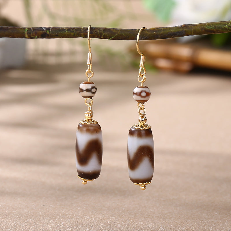 PurePeak Tiger Tooth Dzi Snowland Aura Ear Hooks